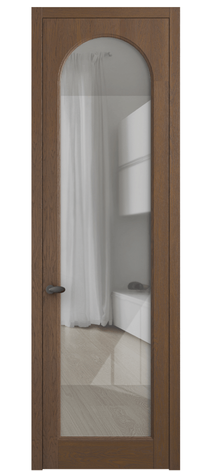 Межкомнатная дверь Палаццо 6804 Дуб каштановый матовый Рефлективное прозрачное стекло "Стопсол", калёное Цена 227470 сом | Volhovec