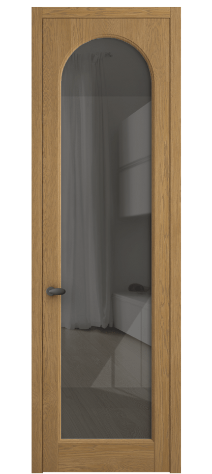Межкомнатная дверь Палаццо 6804 Дуб солнечный матовый Рефлективное серое стекло "Стопсол", калёное Цена 227470 сом | Volhovec