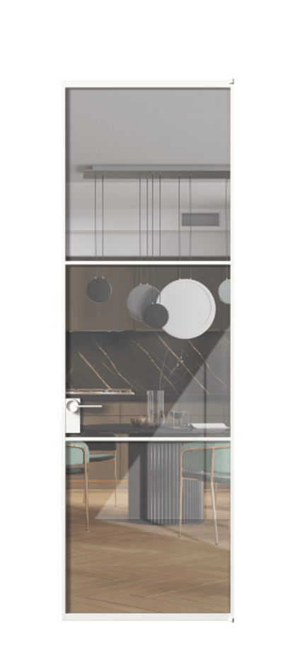 Алюминиевая дверь АЛПЛ040.03 Алюминий Белый Рефлективное прозрачное стекло "Stopsol", калёное Цена 213990  | Volhovec