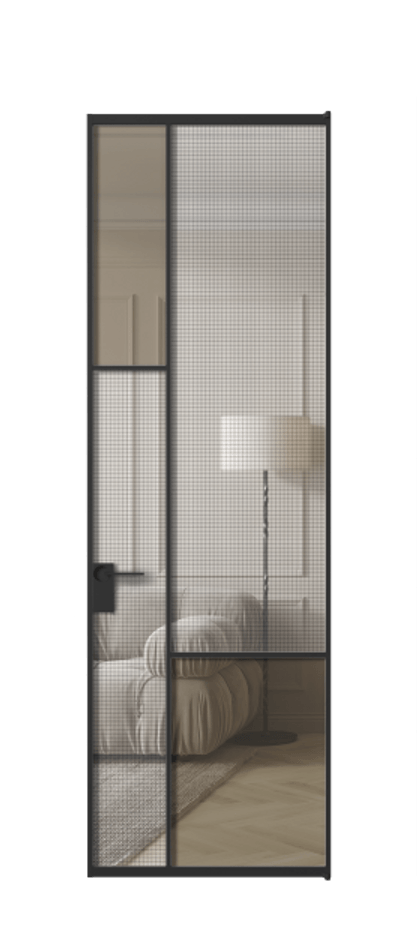 Межкомнатная дверь Mosaic АЛПЛ041.13 Алюминий Черный Mesh silver + Бронза прозрачное триплекс Цена 195170 сом | Volhovec