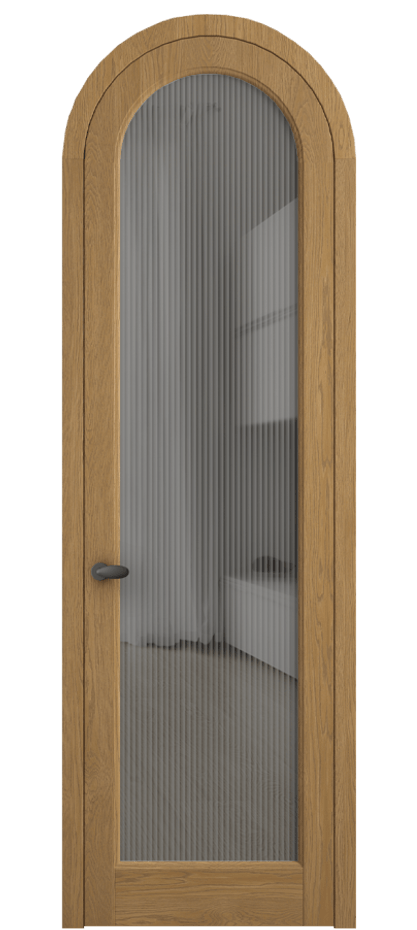 Межкомнатная дверь Палаццо 6814 Дуб солнечный матовый Рифлёное серое стекло "Мору", триплекс Цена 312090 сом | Volhovec