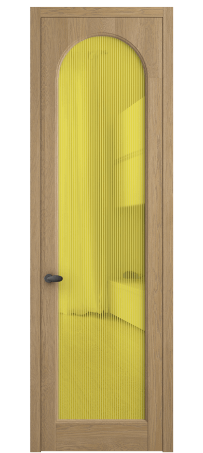 Межкомнатная дверь Палаццо 6804 Дуб соломенный матовый Рифлёное желтое стекло "Дюна", триплекс Цена 224560 сом | Volhovec
