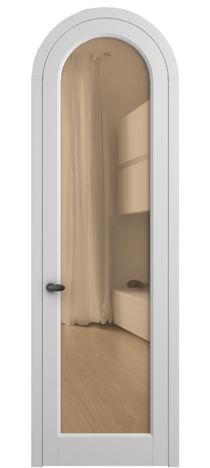 Межкомнатная дверь Палаццо 6814 Матовый белоснежный Прозрачное оранжевое стекло, триплекс Цена 182230 сом | Volhovec