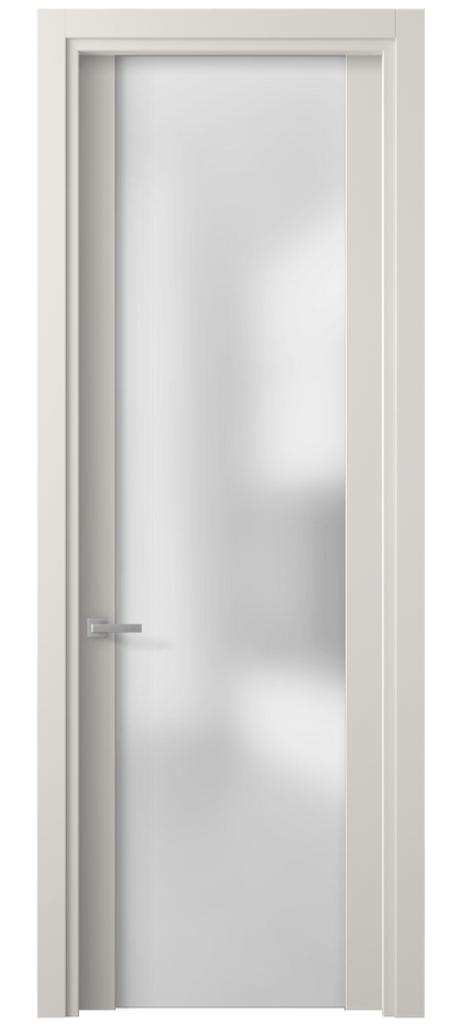 Межкомнатная дверь Планум 4114 Матовый пудровый белый Сатинированное стекло Цена 59299 ₽ | Volhovec