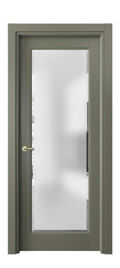 Межкомнатная дверь Тоскана Элегантэ 6300 Матовый оливковый тёмный Сатинированное стекло с фацетом Цена 137300 сом | Volhovec