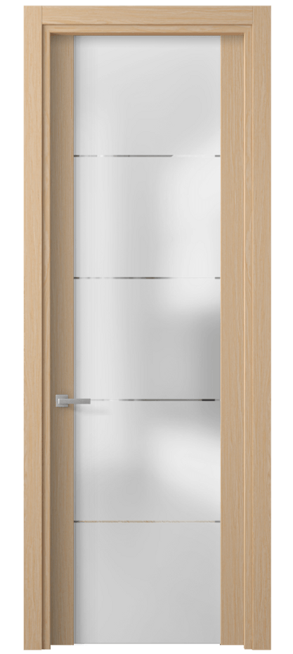 Межкомнатная дверь Planum 4114 Дуб молочный Сатинированное стекло с гравировкой «КВАДРО», триплекс Цена 101040 сом | Volhovec