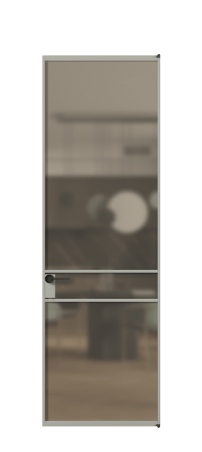 Алюминиевая дверь АЛПЛ040.02 Алюминий нейтральный серый Сатинированное бронзовое стекло, триплекс Цена 180500  | Volhovec