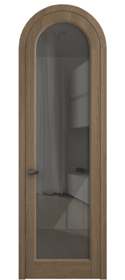 Межкомнатная дверь Палаццо 6814 Дуб джутовый матовый Рефлективное серое стекло "Стопсол", калёное Цена 312090 сом | Volhovec