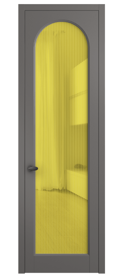 Межкомнатная дверь Палаццо 6804 Матовый классический серый Рифлёное жёлтое стекло "Мору", триплекс Цена 152920 сом | Volhovec