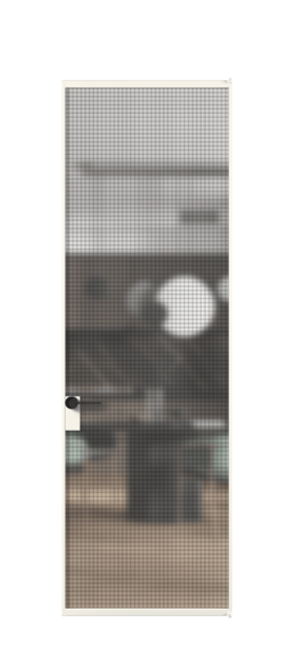 Алюминиевая дверь АЛПЛ040.01 Алюминий пудровый белый Декоративное стекло с сеткой "Mesh silver", триплекс Цена 25490710  | Volhovec