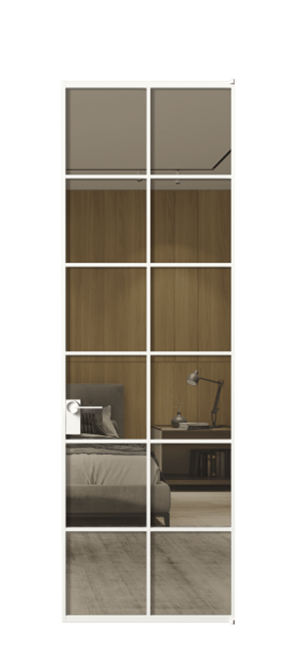 Алюминиевая дверь АЛПЛ040.05 Алюминий Белый Рефлективное бронзовое стекло "Stopsol", калёное Цена 222000  | Volhovec