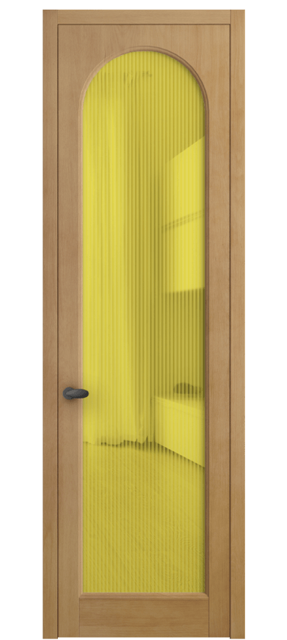 Межкомнатная дверь Палаццо 6804 Бук натуральный матовый Рифлёное жёлтое стекло "Мору", триплекс Цена 188230 сом | Volhovec