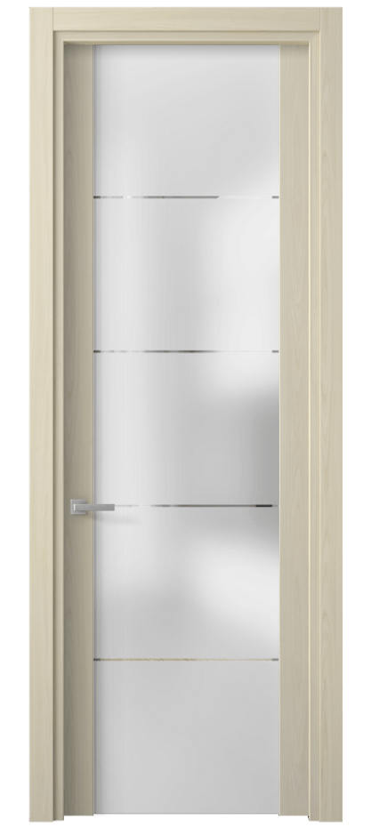 Межкомнатная дверь Planum 4114 Молочный ясень Сатинированное стекло с гравировкой «КВАДРО», триплекс Цена 47520 сом | Volhovec