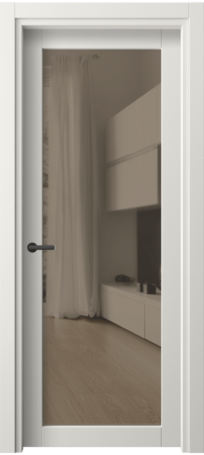 Межкомнатная дверь Нео 2102 ПЭТ белоснежный Прозрачное бронзовое стекло, триплекс Цена 16740 сом | Volhovec