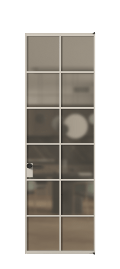 Алюминиевая дверь АЛПЛ040.05 Алюминий светло-бежевый Сатинированное бронзовое стекло, триплекс Цена 187140  | Volhovec