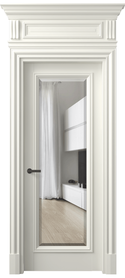 Межкомнатная дверь Антик 7300 Матовый жемчужный Прозрачное стекло с фацетом Цена 164609 ₽ | Volhovec