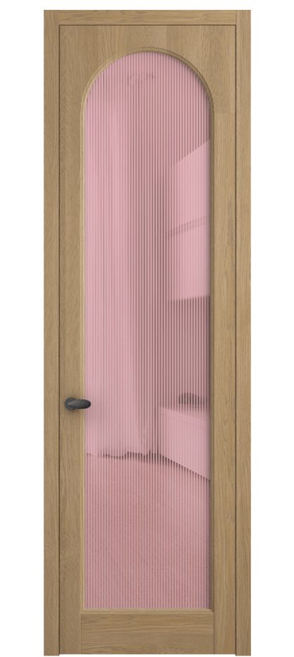 Межкомнатная дверь Палаццо 6804 Дуб соломенный матовый Рифлёное розовое стекло "Дюна", триплекс Цена 224560 сом | Volhovec