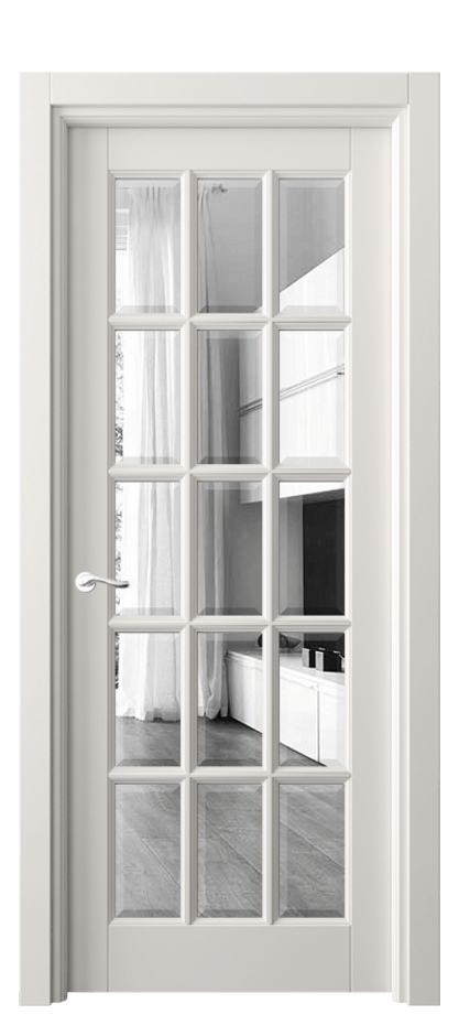 Межкомнатная дверь Lignum 0708 Бук пудровый белый Двустороннее зеркало с фацетом, триплекс Цена 181420 сом | Volhovec