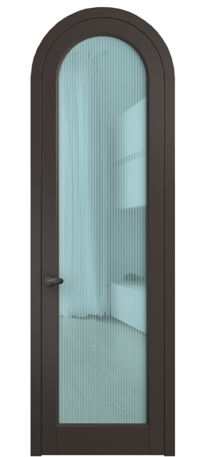Межкомнатная дверь Палаццо 6814 Матовый антрацит Рифлёное голубое стекло "Moru", триплекс Цена 193880 сом | Volhovec