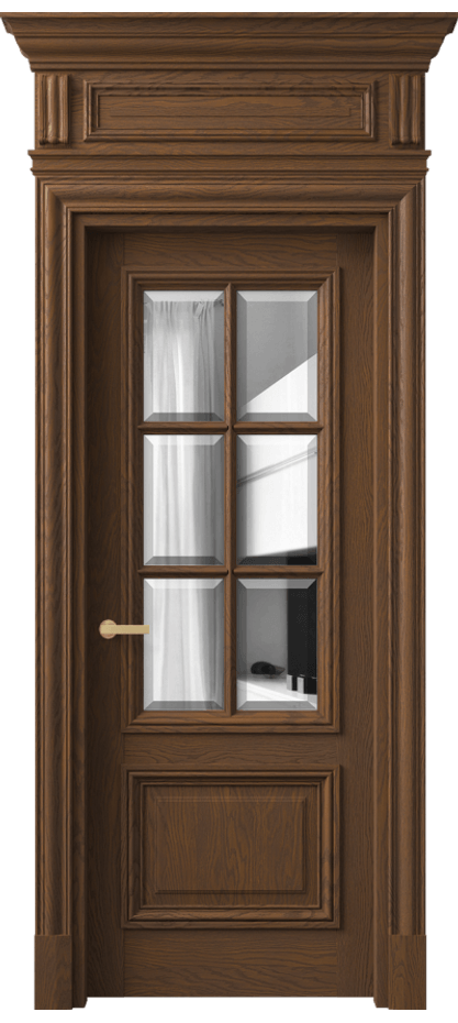 Межкомнатная дверь Антик 7312 Дуб каштановый матовый Двустороннее зеркало с фацетом, триплекс Цена 431190 сом | Volhovec