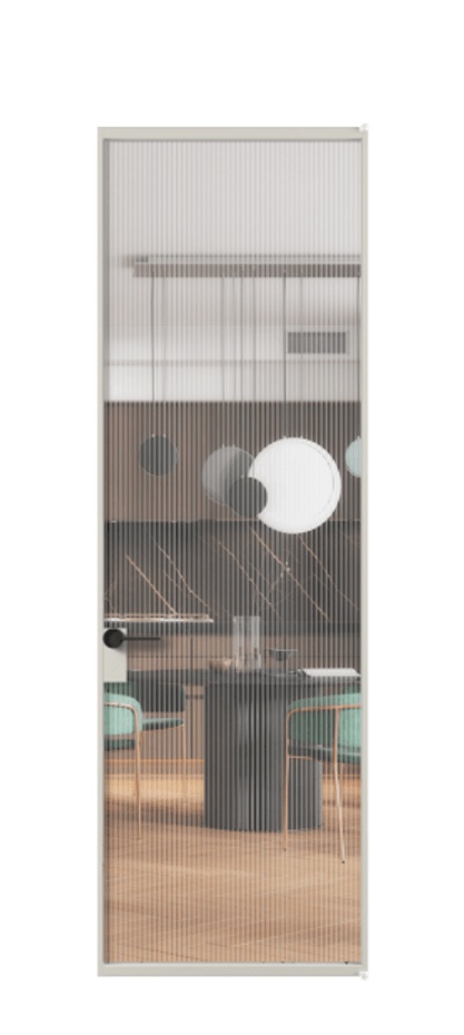 Алюминиевая дверь АЛПЛ040.01 Алюминий тёплый серый Рифлёное стекло "Moru", триплекс Цена 182830  | Volhovec