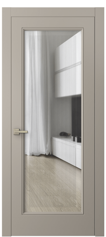Межкомнатная дверь Линия 8300 Матовый бисквитный Прозрачное стекло с гравировкой "Каннелюры", триплекс Цена 121870 сом | Volhovec