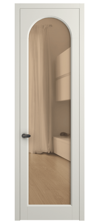 Межкомнатная дверь Палаццо 6804 Матовый жемчужный Прозрачное оранжевое стекло, триплекс Цена 141270 сом | Volhovec