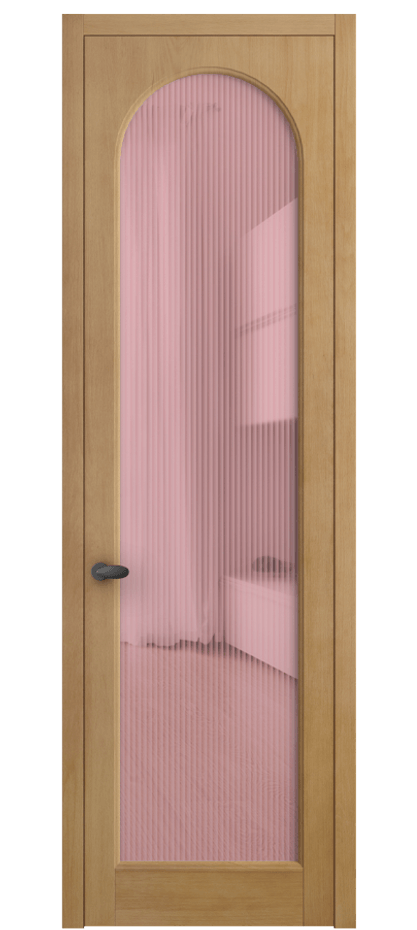 Межкомнатная дверь Палаццо 6804 Бук натуральный матовый Рифлёное розовое стекло "Мору", триплекс Цена 188230 сом | Volhovec