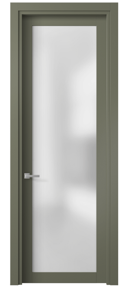 Межкомнатная дверь Planum 2102 Матовый оливковый тёмный Сатинированное стекло Цена 73670 сом | Volhovec