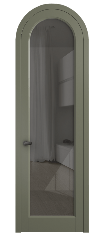 Межкомнатная дверь Палаццо 6814 Матовый оливковый тёмный Рефлективное серое стекло "Стопсол", калёное Цена 898000 AMD | Volhovec
