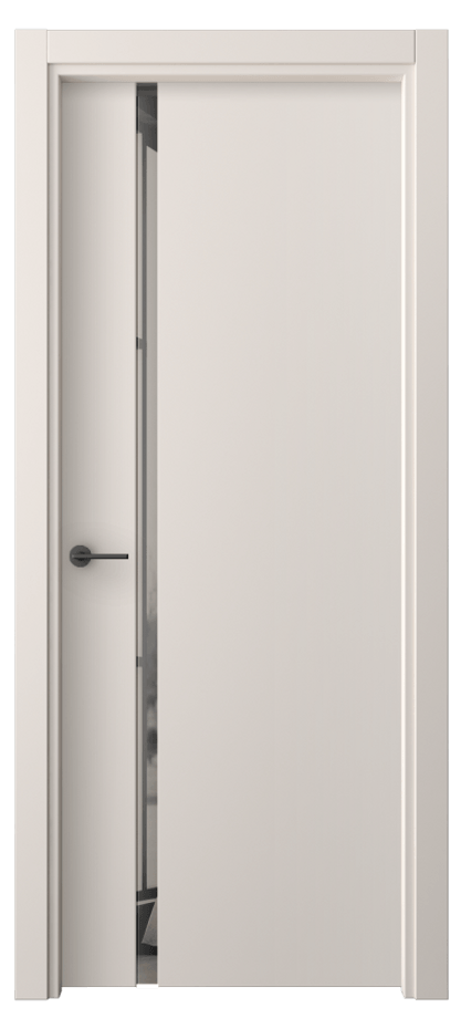 Межкомнатная дверь Фридом 4222 ПЭТ тёплый-белый Двустороннее серое зеркало, триплекс Цена 33249 ₽ | Volhovec