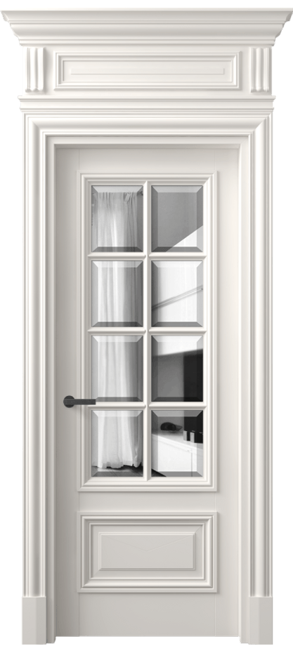 Межкомнатная дверь Антик 7316 Матовый пудровый белый Двустороннее зеркало с фацетом, триплекс Цена 267480 сом | Volhovec