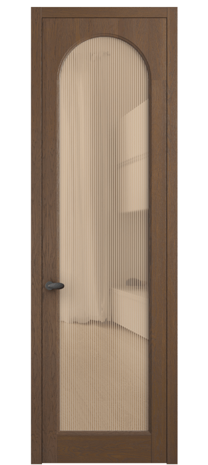 Межкомнатная дверь Палаццо 6804 Дуб каштановый матовый Рифлёное оранжевое стекло "Дюна", триплекс Цена 230820 сом | Volhovec