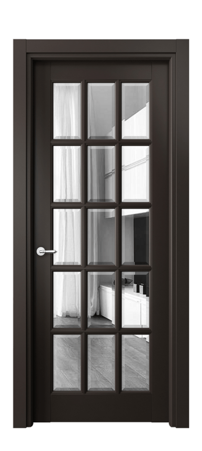 Межкомнатная дверь Тоскана Грильято 6311 Матовый антрацит Сатинированное стекло с фацетом Цена 116899 ₽ | Volhovec