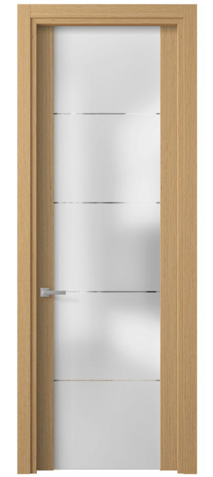 Межкомнатная дверь Planum 4114 Дуб песочный рифт Сатинированное стекло с гравировкой «КВАДРО», триплекс Цена 85610 сом | Volhovec