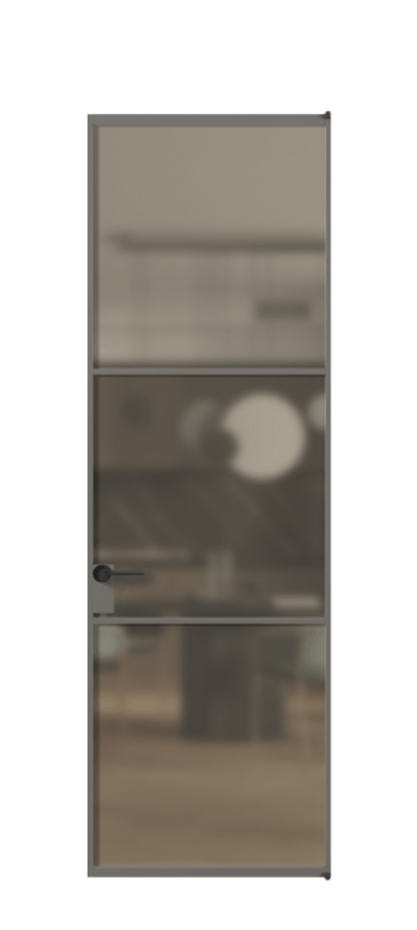 Алюминиевая дверь АЛПЛ040.03 Алюминий классический серый Сатинированное бронзовое стекло, триплекс Цена 180500  | Volhovec