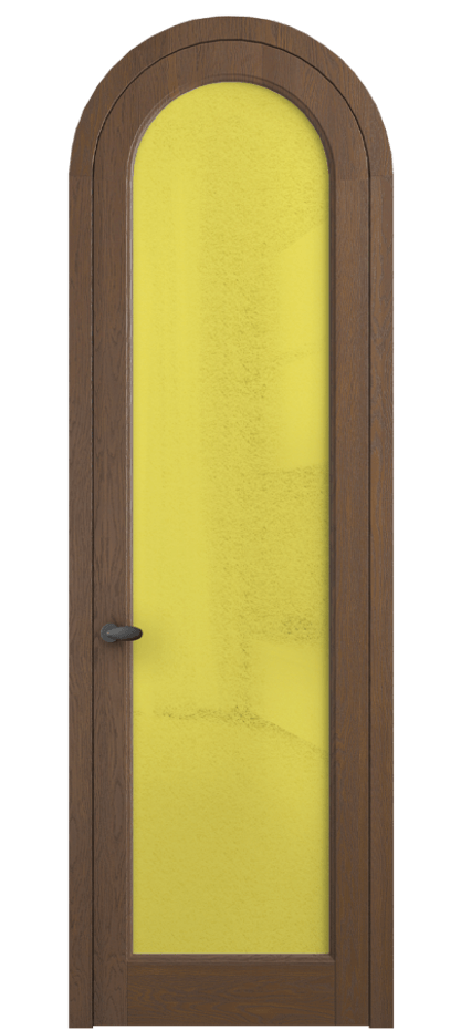 Межкомнатная дверь Палаццо 6814 Дуб каштановый матовый Фактурное жёлтое стекло "Лёд", триплекс Цена 315440 сом | Volhovec