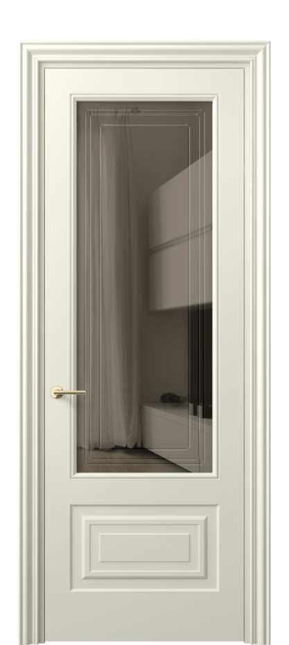 Межкомнатная дверь Маскот 8442 Матовый молочно-белый Прозрачное бронзовое стекло с гравировкой "Грани", триплекс Цена 97300 сом | Volhovec