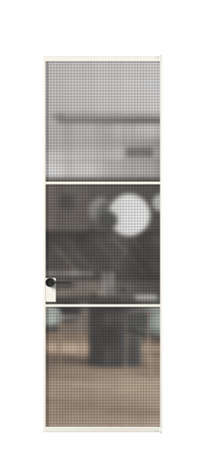 Алюминиевая дверь АЛПЛ040.03 Алюминий пудровый белый Декоративное стекло с сеткой "Mesh silver", триплекс Цена 189820  | Volhovec