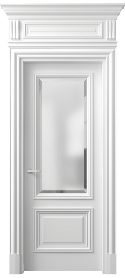 Межкомнатная дверь Антик 7302 Матовый белоснежный Сатинированное стекло с фацетом Цена 236320 сом | Volhovec