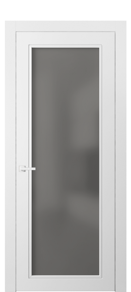 Межкомнатная дверь Neo Classic 8000 Матовый белоснежный Сатинированное серое стекло, триплекс Цена 108760 сом | Volhovec