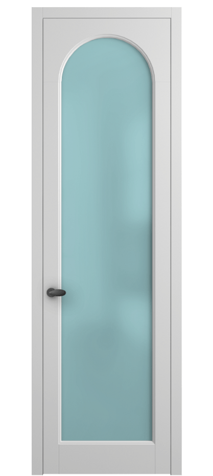 Межкомнатная дверь Палаццо 6804 Матовый белоснежный Сатинированное голубое стекло, триплекс Цена 141270 сом | Volhovec