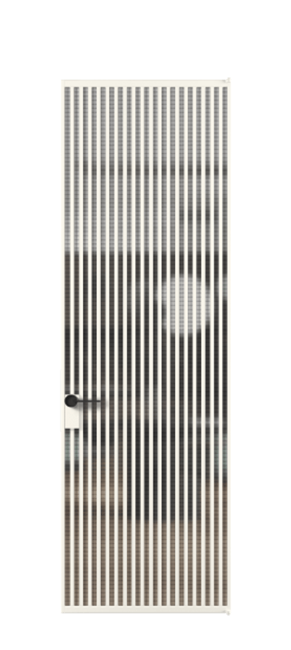 Алюминиевая дверь АЛПЛ040.06 Алюминий пудровый белый Декоративное стекло с сеткой "Mesh silver", триплекс Цена 291040  | Volhovec