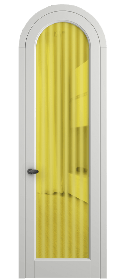 Межкомнатная дверь Палаццо 6814 Матовый светло-серый Рифлёное желтое стекло "Дюна", триплекс Цена 157390 ₽ | Volhovec