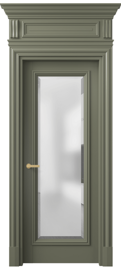 Межкомнатная дверь Антик 7300 Матовый оливковый тёмный Сатинированное стекло с фацетом Цена 164609 ₽ | Volhovec