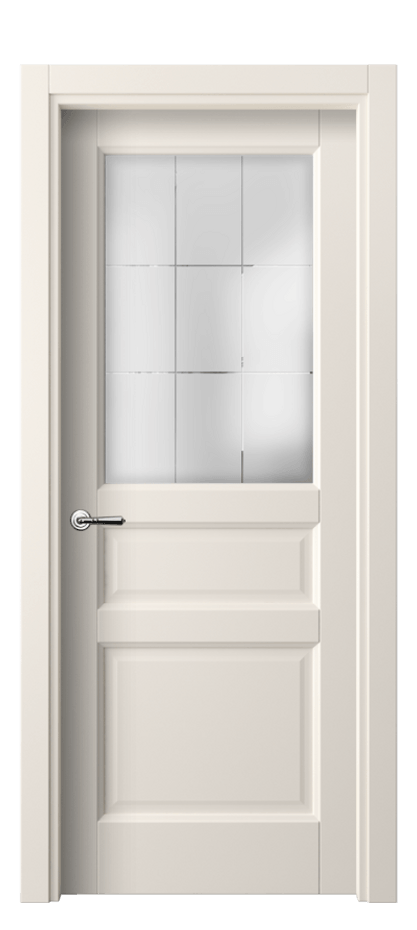 Межкомнатная дверь Галант 1432 ПЭТ кремово-белый Сатинированное стекло с гравировкой "Лофт" Цена 43770 сом | Volhovec