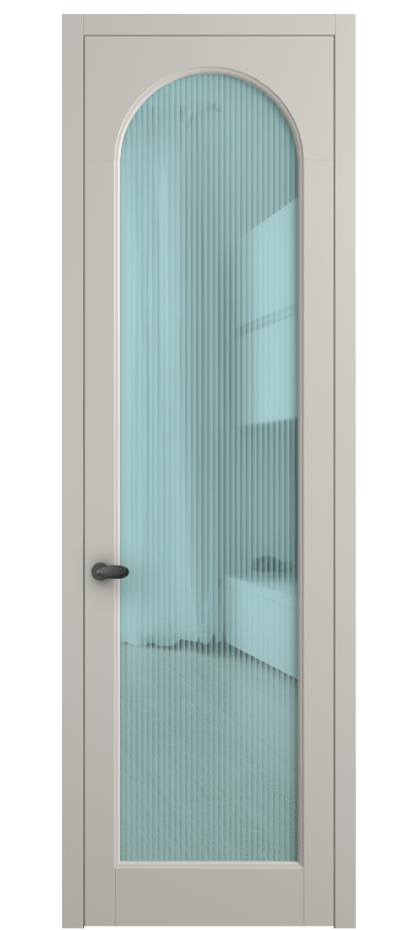 Межкомнатная дверь Палаццо 6804 Матовый облачно-серый Рифлёное голубое стекло "Moru", триплекс Цена 152920 сом | Volhovec