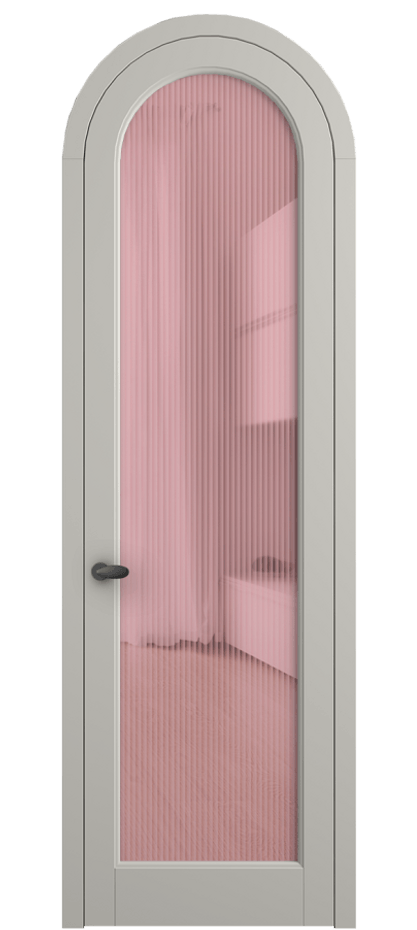 Межкомнатная дверь Палаццо 6814 Матовый тёплый серый Рифлёное розовое стекло "Moru", триплекс Цена 193880 сом | Volhovec