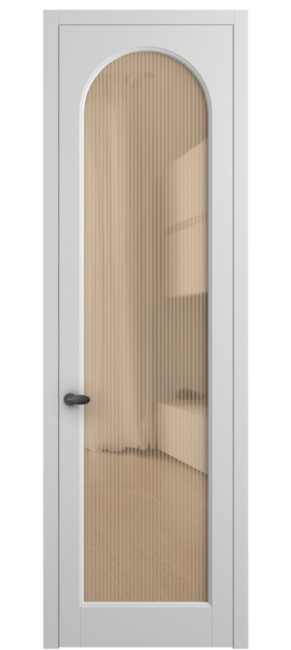 Межкомнатная дверь Палаццо 6804 Матовый белоснежный Рифлёное оранжевое стекло "Мору", триплекс Цена 152920 сом | Volhovec