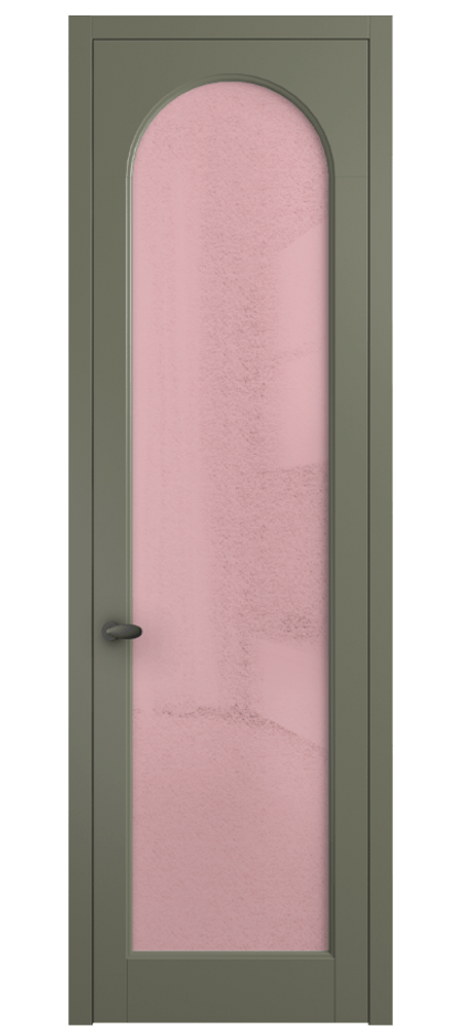 Межкомнатная дверь Палаццо 6804 Матовый оливковый тёмный Фактурное розовое стекло "Лёд", триплекс Цена 150010 сом | Volhovec